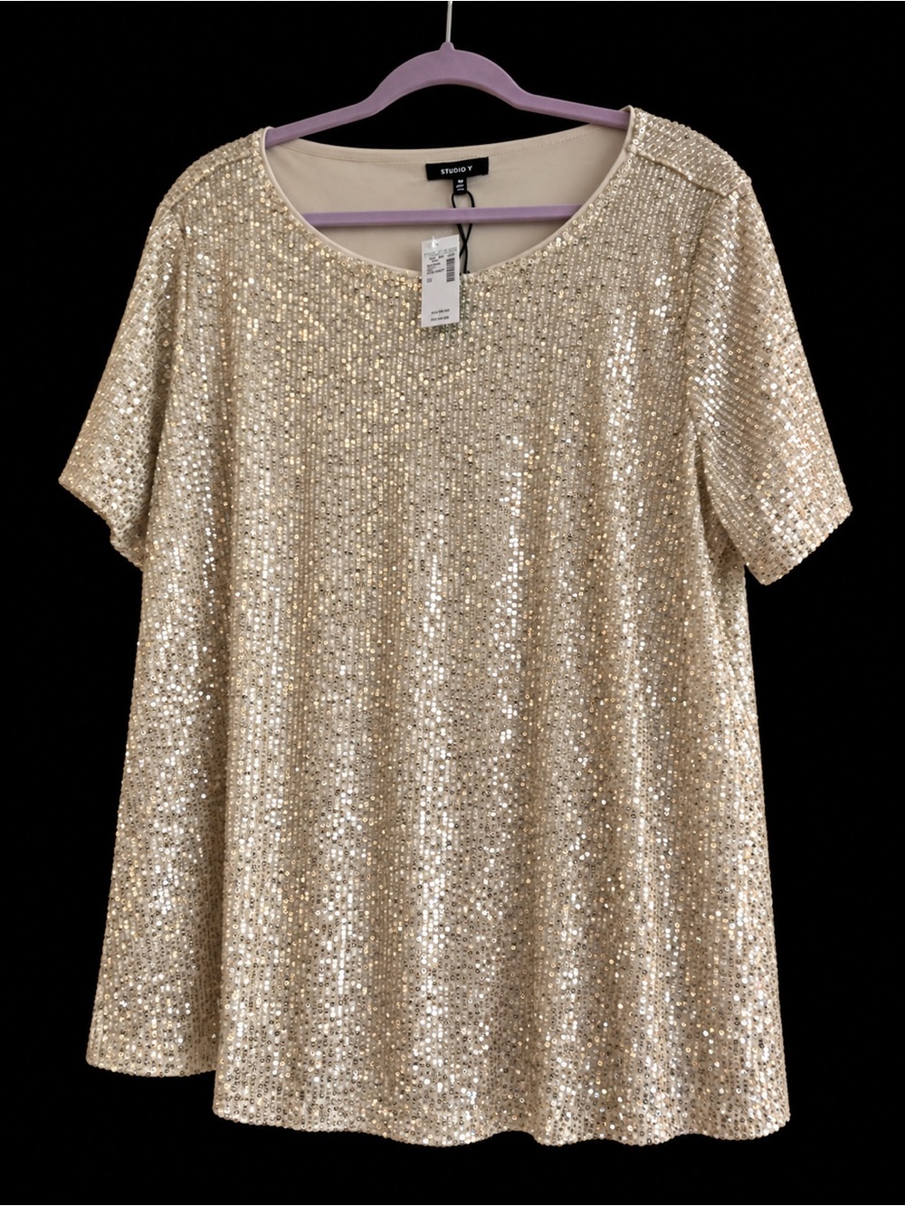 Maurices Champagne Gold Sequin Short Sleeve Tee